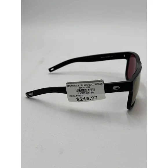 Costa Del Mar Spearo XL Matte Black / Gold Mirror Polarized Glass 580G - NEW